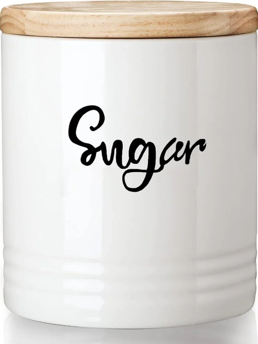 Space-Saving Porcelain Food Storage Containers with Lid, 4.5 Inch, Labeled Sugar